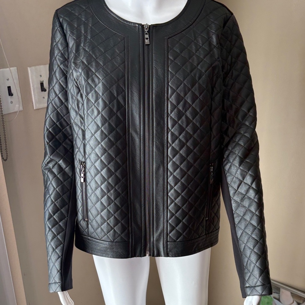 Belle by Kim Gravel Quilted Black Leather Jacket